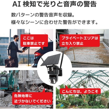 ソーラー充電AI人検知・追尾機能付き360万画素ワイヤレスドーム型PTZ防犯カメラ(約4Mピクセル) ブロードウォッチ