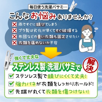 ステンレス 洗濯バサミ ミニサイズ 20個セット トライメイト