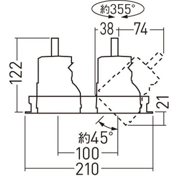 天井埋込型  ユニバーサルダウンライト システムライト J12V50形(35W)器具相当 配光調整機能付 2灯用 調光タイプ(ライコン別売)  TOLSO(トルソー) LiBecoM(リベコム) 12Vミニハロゲン電球50形1灯器具相当 Panasonic(パナソニック)