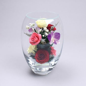 D-0017 クリスタルベースM レッド ボトルフラワー ギフト用 hanagonomi 19664944