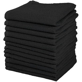 濃色フェイスタオル12枚組 ブラック 小杉善