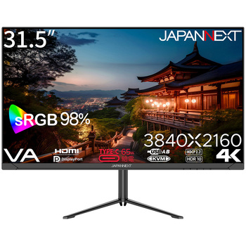 31.5型/3840×2160/HDMI×1、DP×1、Type-C×1/ブラック/スピーカー有/2年保証 JAPANNEXT