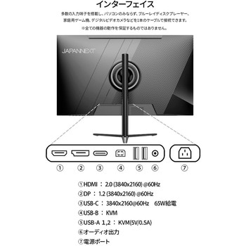31.5型/3840×2160/HDMI×1、DP×1、Type-C×1/ブラック/スピーカー有/2年保証 JAPANNEXT