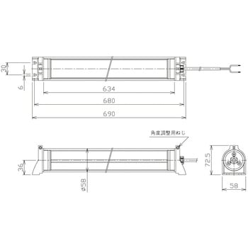 防水型LEDリニアライトAC100～240V(3mコードケーブルカバー付き) 日機
