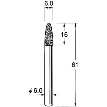 軸付電着ボラゾン砥石 軸径6mm リューター(日本精密機械工作)