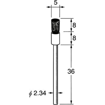 研磨材入り軸付エンド型ブラシ リューター(日本精密機械工作) 筒型・筆
