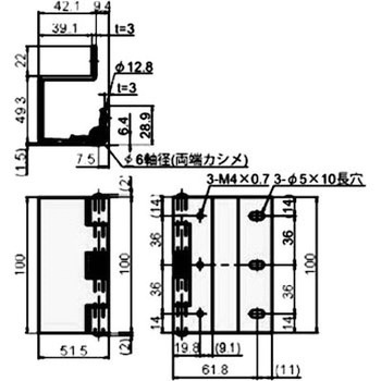鉄クロメート自閉式裏蝶番(横長穴) ジョー・プリンス竹下