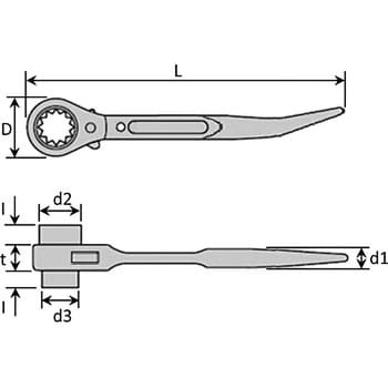 17×21 ラチェットレンチ 両口 ショートタイプ モノタロウ 呼び寸法17×21mm全長180mm - 【通販モノタロウ】