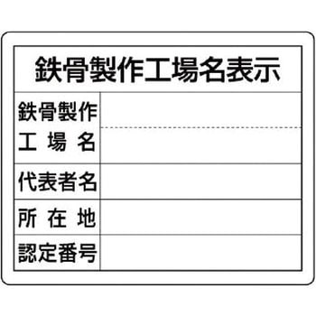 法令許可票(鉄骨製作工場名表示) ユニット