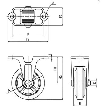 ダクタイル製キャスター 固定(BMG-W)金具付/標準型 岡本工機