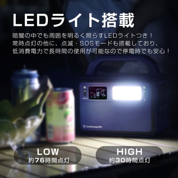 200W ポータブル電源 リン酸鉄 LEDライト付 パススルー機能 コンパクトタイプ GOODGOODS(グッド・グッズ)