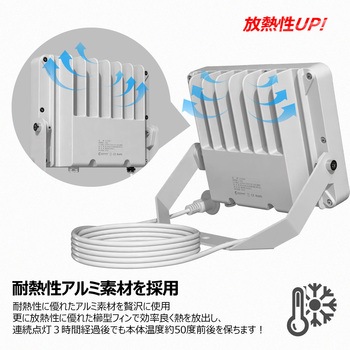スタンド式投光器 5mコード LED 防水 広角 ワイド照射 GOODGOODS(グッド・グッズ)