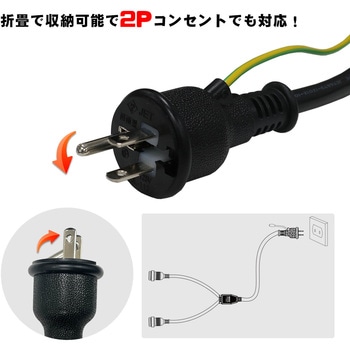 2分岐コード 差込プラグ 2P/3Pプラグ 兼用 2分配 PSE 1500Wまで GOODGOODS(グッド・グッズ)