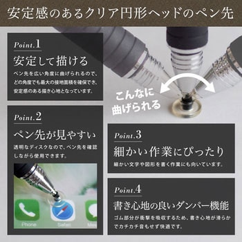 導電繊維とクリアなディスク型ペン先を付け替え可能 タッチペン OWLTECH(オウルテック)