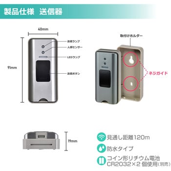 ワイヤレスチャイム押しボタンセット ELPA