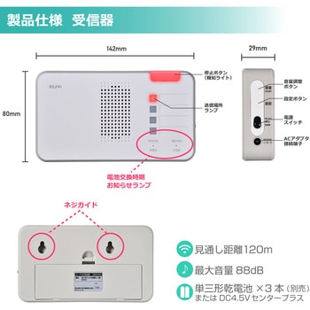 ワイヤレスチャイムランプ付きセット ELPA