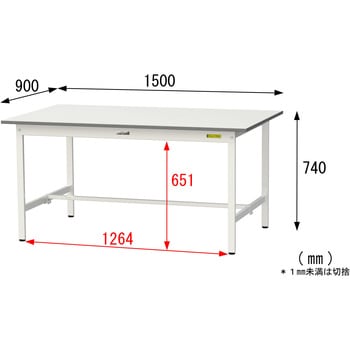 軽量作業台/耐荷重150kg_固定式_ワークテーブル150シリーズ_低圧メラミン天板 山金工業