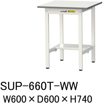 軽量作業台/耐荷重150kg_固定式H740_半面棚板付_ワークテーブル150シリーズ 山金工業