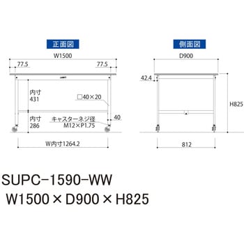 軽量作業台/耐荷重128kg_移動式H825_ワークテーブル150シリーズ 山金工業