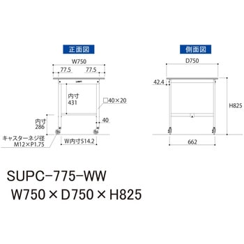 軽量作業台/耐荷重128kg_移動式H825_ワークテーブル150シリーズ 山金工業