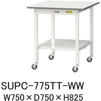軽量作業台/耐荷重128kg_移動式H825_全面棚板付_ワークテーブル150シリーズ