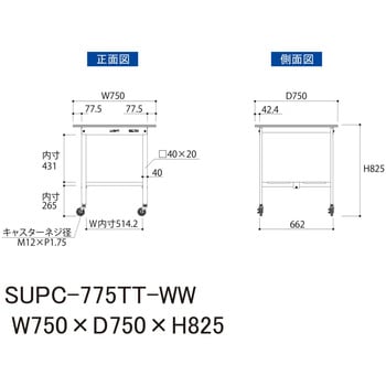 軽量作業台/耐荷重128kg_移動式H825_全面棚板付_ワークテーブル150シリーズ 山金工業