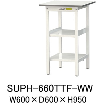 軽量作業台/耐荷重150kg_中間棚付固定式H950_全面棚板付_ワークテーブル150シリーズ 山金工業