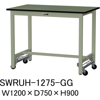 軽量作業台/耐荷重300kg_ワンタッチ移動H900_塩ビシート天板_ワークテーブル300シリーズ 山金工業