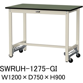 軽量作業台/耐荷重300kg_ワンタッチ移動H900_塩ビシート天板_ワークテーブル300シリーズ 山金工業