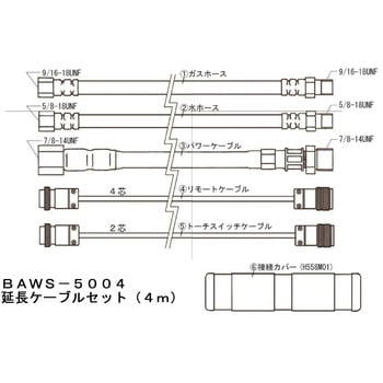 BAWS-5004 TIG溶接トーチ用延長ケーブル ダイヘン 長さ4m BAWS-5004