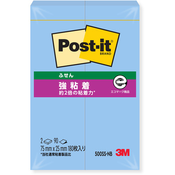 【強粘着】 ポストイット 強粘着ふせん ふせん 75×25mm パステルカラー 3M スリーエム 3M(スリーエム)