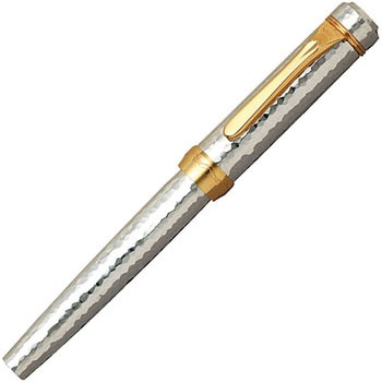 プラチナ万年筆銀無垢k18細字（F） 銀無垢鍛金磨き 伝統工芸士「岩村淳市」作 | プラチナ万年筆