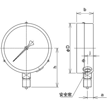 普通形圧力計(A/B枠・立形) 100Φ 形番：AE20