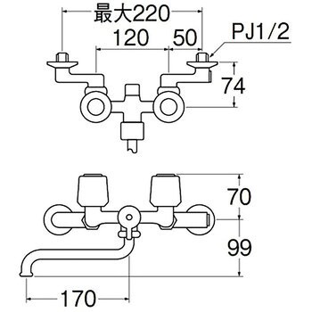 ツーバルブシャワー混合栓