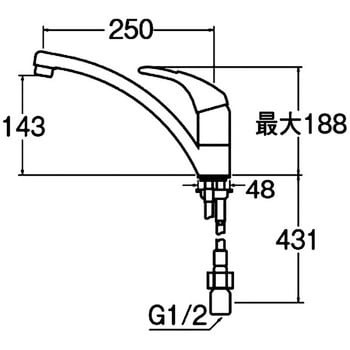 K876JK-13 シングルワンホール混合栓 1台 SANEI 【通販サイトMonotaRO】