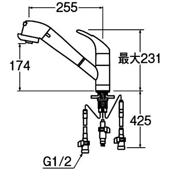 K87680TJV-13 シングル浄水器付ワンホールスプレー混合栓 1台