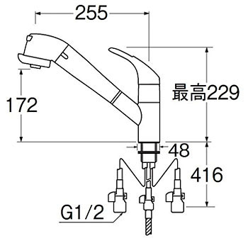K87680JV-13 シングル浄水器付ワンホールスプレー混合栓 1台