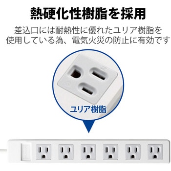 延長コード 電源タップ用 3P 6個口 スイングプラグ RoHS エレコム