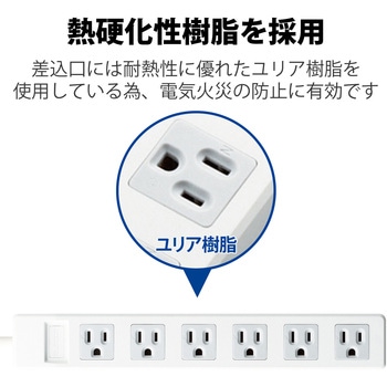 延長コード 電源タップ用 3P 6個口 マグネット付 スイングプラグ RoHS エレコム