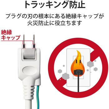 延長コード 電源タップ用 3P 6個口 一括スイッチ付 スイングプラグ RoHS エレコム