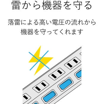 電源タップ 7個口 2P マグネット付 一括スイッチ付 抜け止め 雷ガード スイングプラグ コンセント エレコム