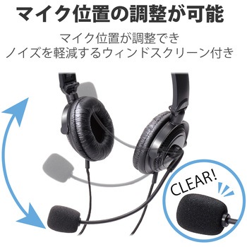ヘッドホン ヘッドセット マイク付き 有線 Φ3.5mm4極ミニプラグ 大型オーバーヘッドタイプ ミュートスイッチ付き 無指向性 折りたたみ式 テレワーク WEB会議 オンライン授業 ブラック エレコム