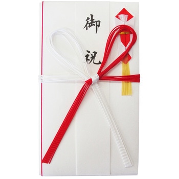高級和紙金封 赤白7本花結び 短冊付 3P 今村紙工
