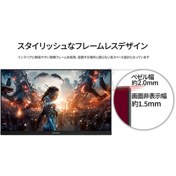 24.5型/1920×1080/HDMI×1、DP×1/ブラック/スピーカー無/2年保証 JAPANNEXT