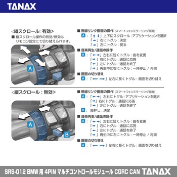 SRS-012 BMW用 4PINマルチコントロールモジュール CGRCCAN TANAX