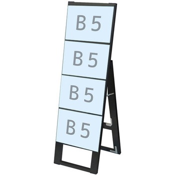 ブラックカードケーススタンド看板 B5横4片面 アームキャスターセット 常磐精工