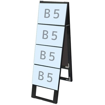ブラックカードケーススタンド看板 B5横8両面 アームキャスターセット 常磐精工