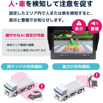 人検知AI付200万画素ワイヤレスカメラセット 7インチモニター 大型車用(カメラ4台) ブロードウォッチ