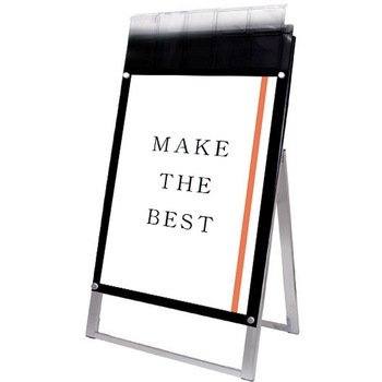 ポスター用スタンド看板マグネジ パンフレットケース付 A1片面ブラック(屋外用) アームキャスターセット 常磐精工