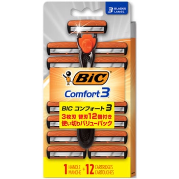 BIC可動式3枚刃Comfort3 本体+替刃12個付き BICジャパン